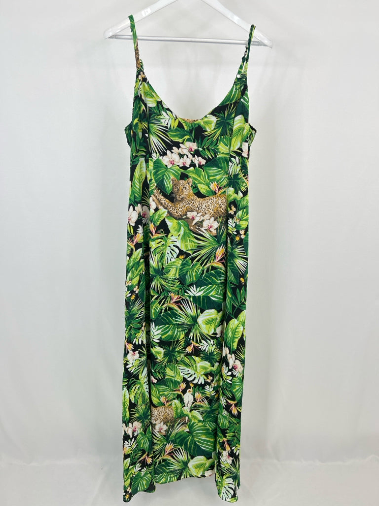 White House Black Market Size 16 Green Print Women's Dress