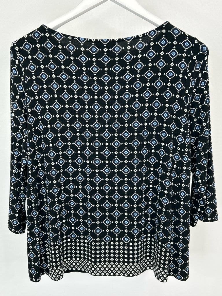 J JILL Size MP Black Print Women's Top NWT