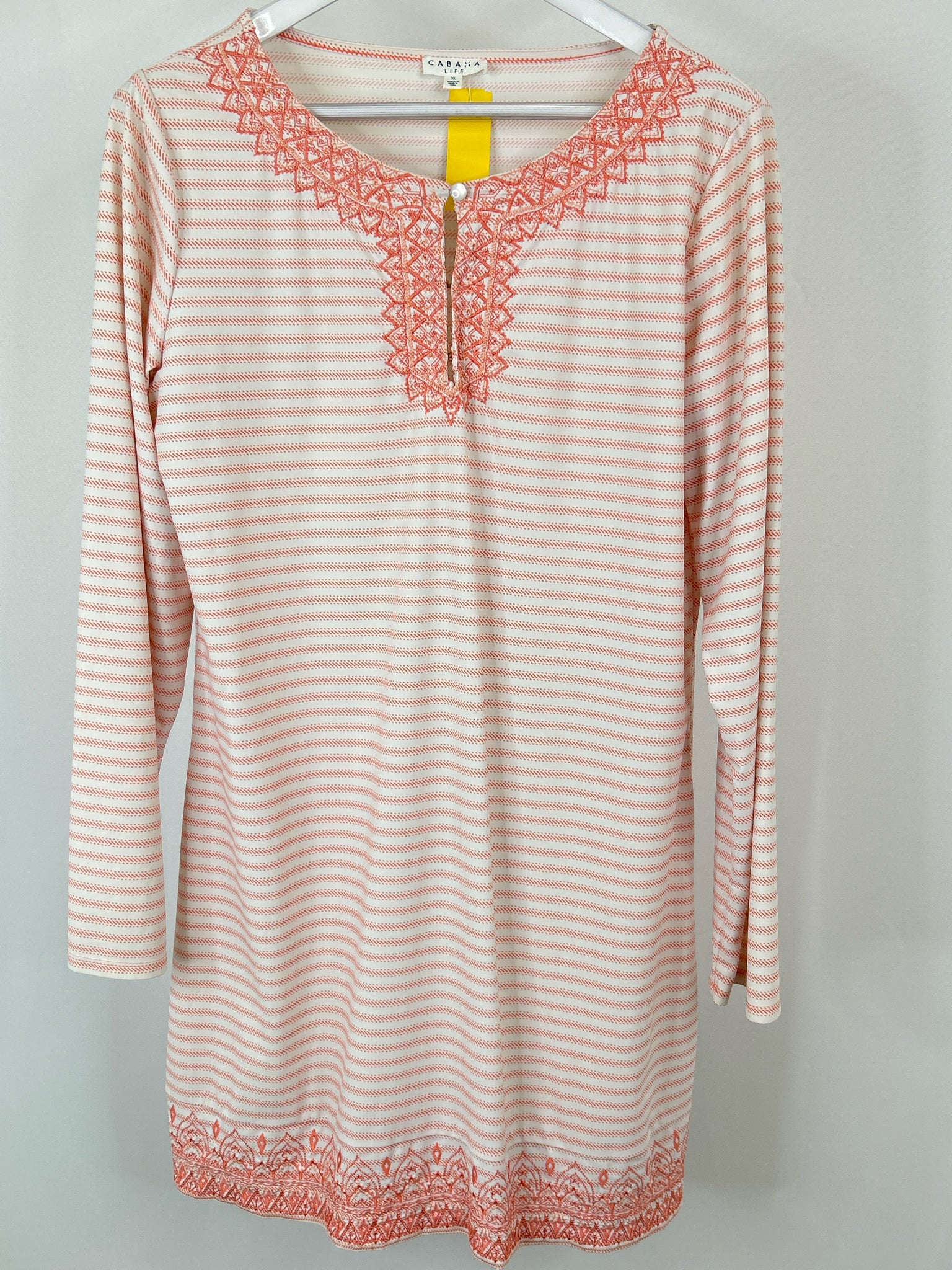 CABANA LIFE Size XL White and Peach Women Dress