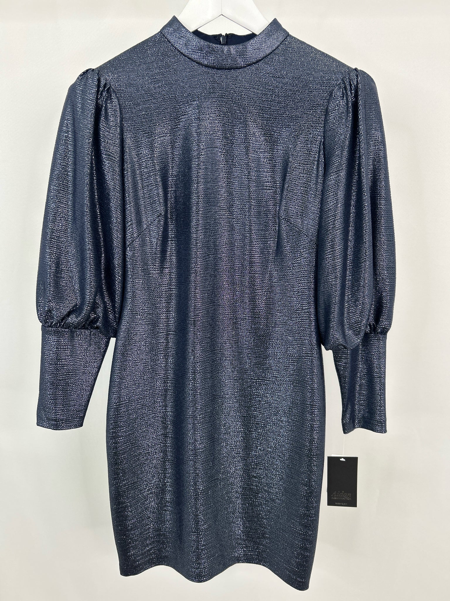 AIDAN AIDAN MATTOX Size 4 BLUE METALLIC Women Dress