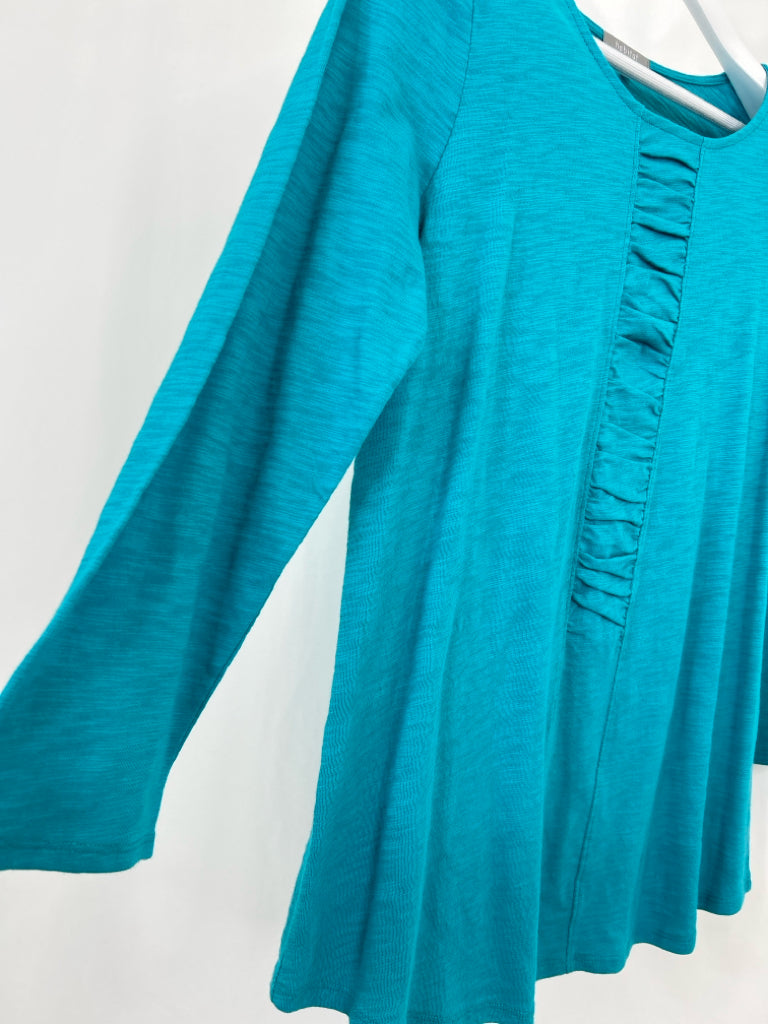 HABITAT Women Size S Teal Ruched Shaped Tee Tunic NWT
