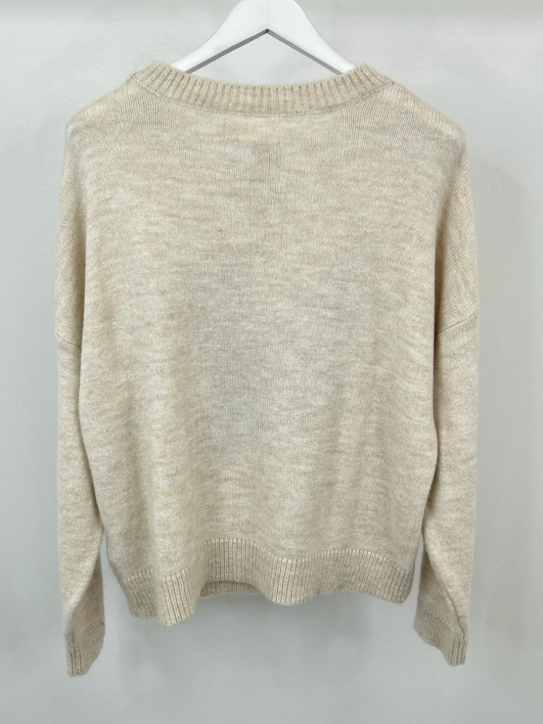 ANTHROPOLOGIE Women Size XL Beige Print Sweater