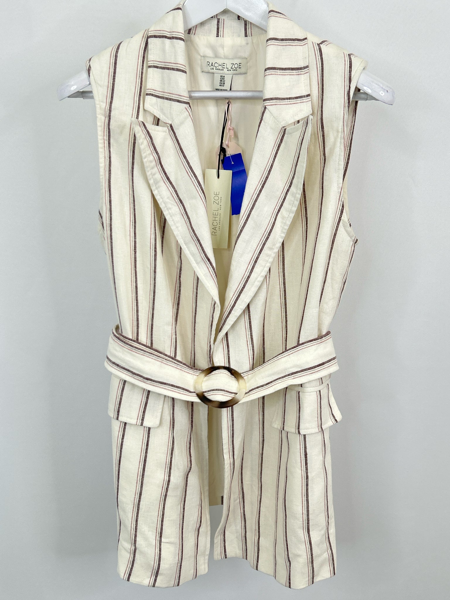RACHEL ZOE Size 8 IVORY STRIPED Women Vest