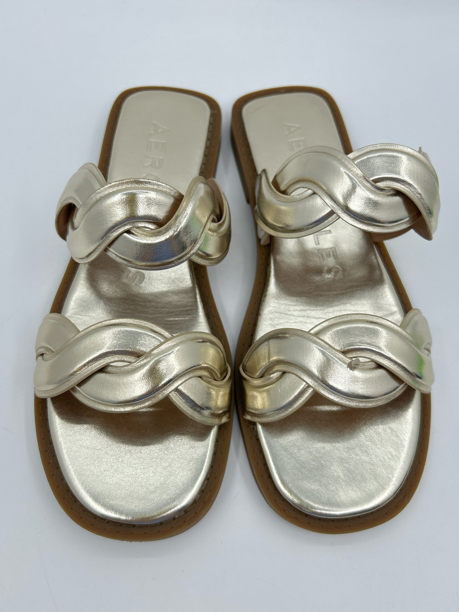 AEROSOLES Size 7.5 Gold Women Sandal