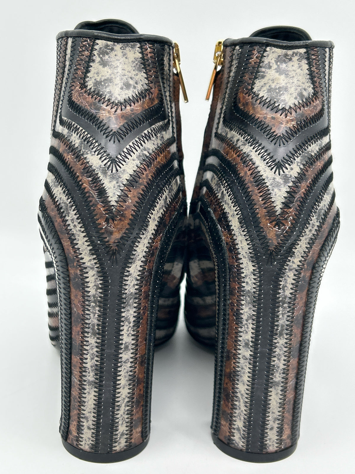 SALVATORE FERRAGAMO Size 6 BROWN & BLACK Women Booties