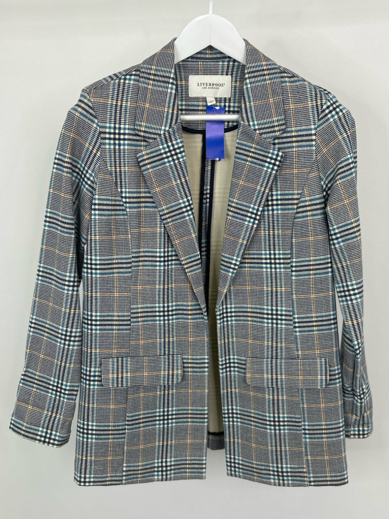 LIVERPOOL Women Size S Blue and Yellow Plaid Blazer