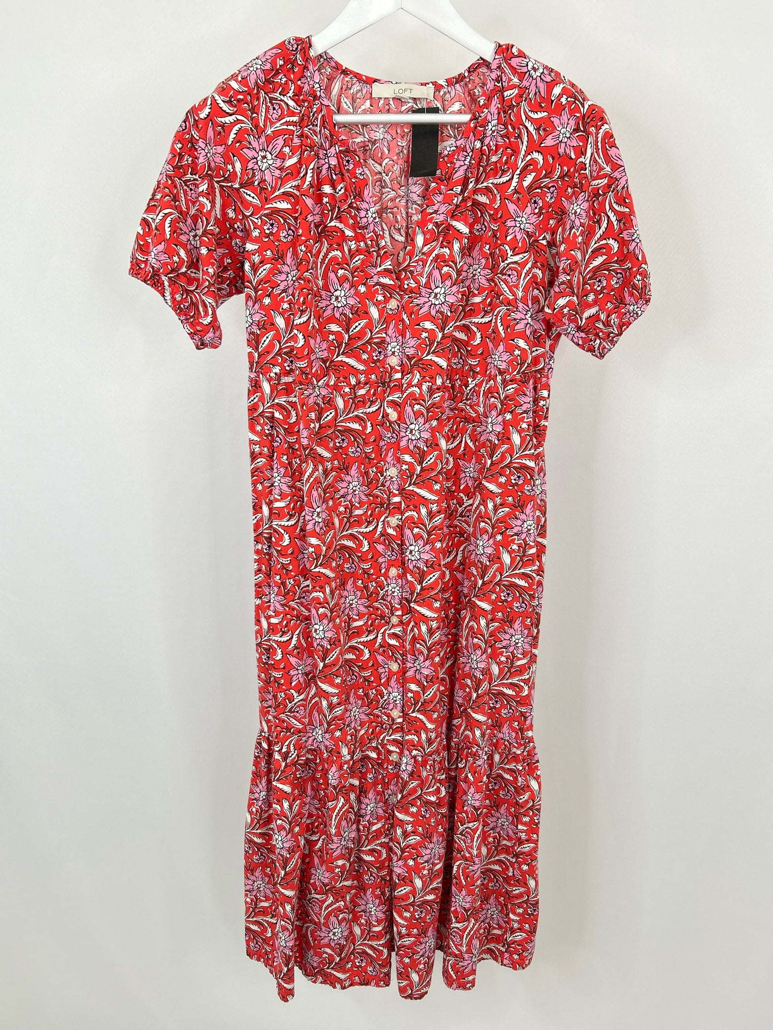 LOFT Size M RED FLORAL Women Dress