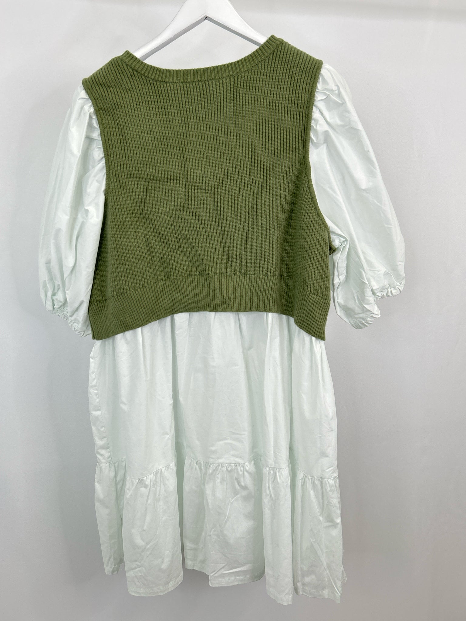 ELOQUII Size 22/24 GREEN AND WHITE Women Dress