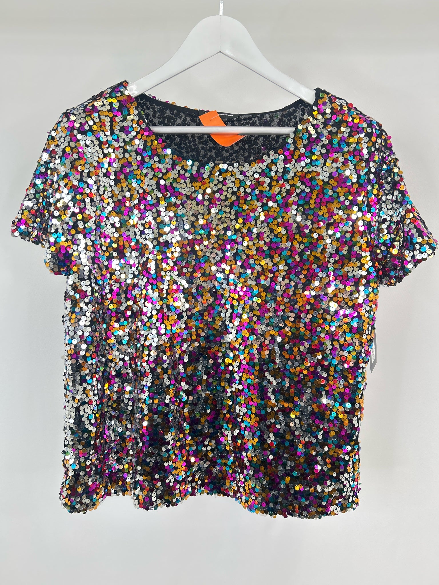 INC Size L Black multi color Women Top