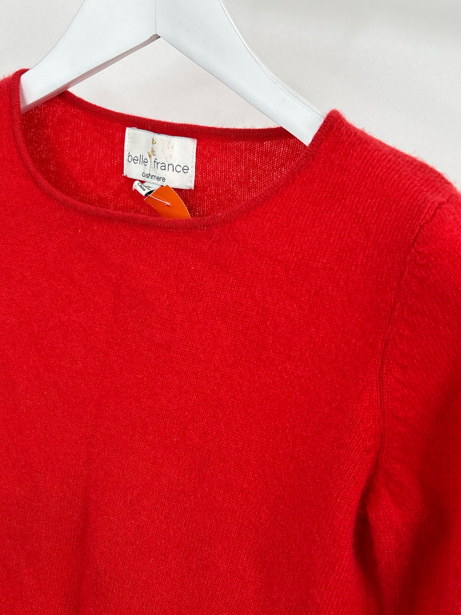 BELLE FRANCE Size M Red Cashmere Women Sweater