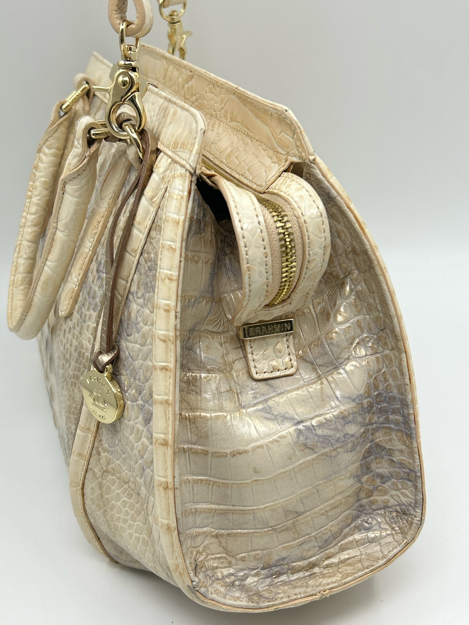 BRAHMIN Cream and Blue Women Purse