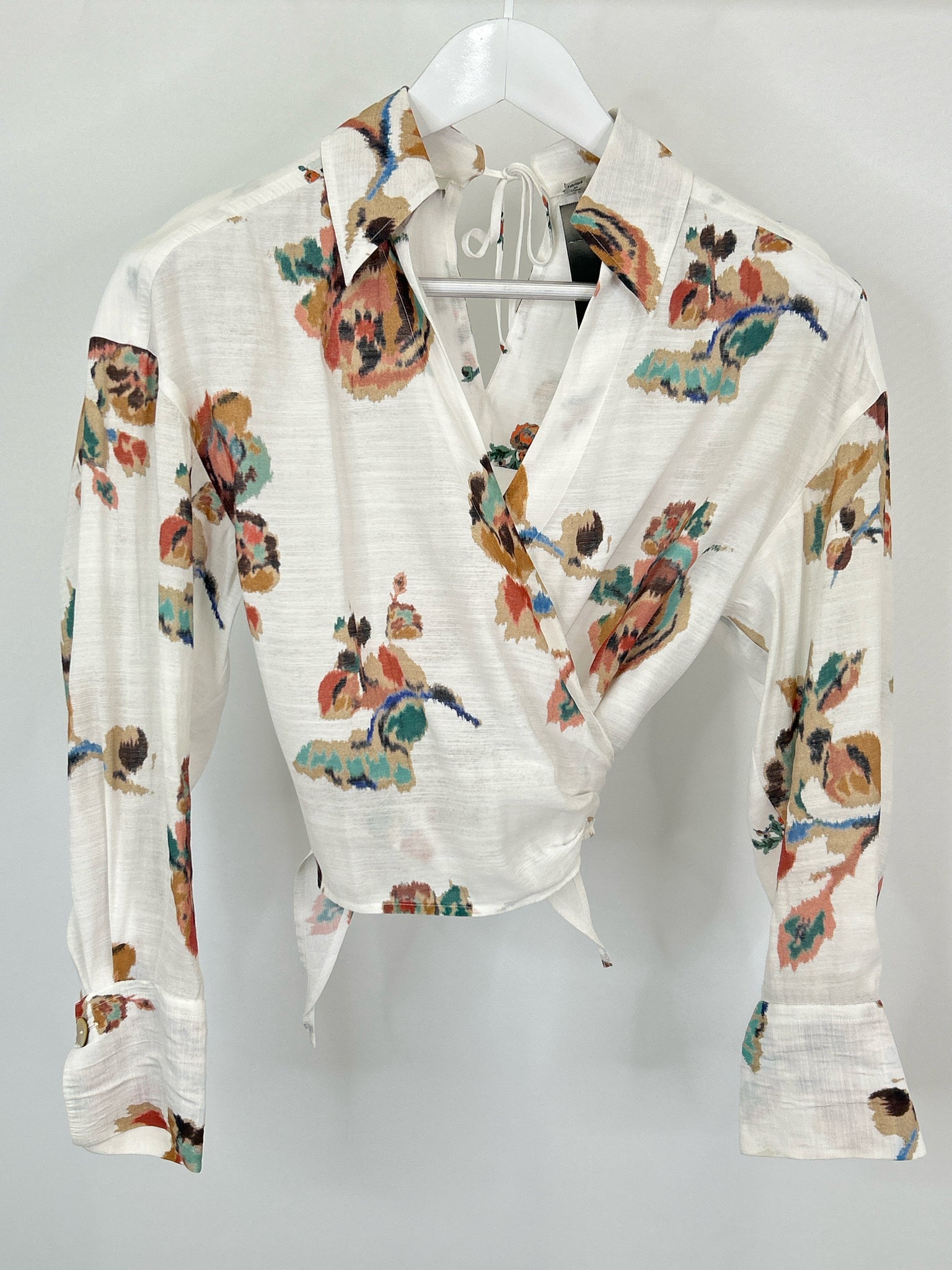 VINCE Size XS White Floral Women Blouse