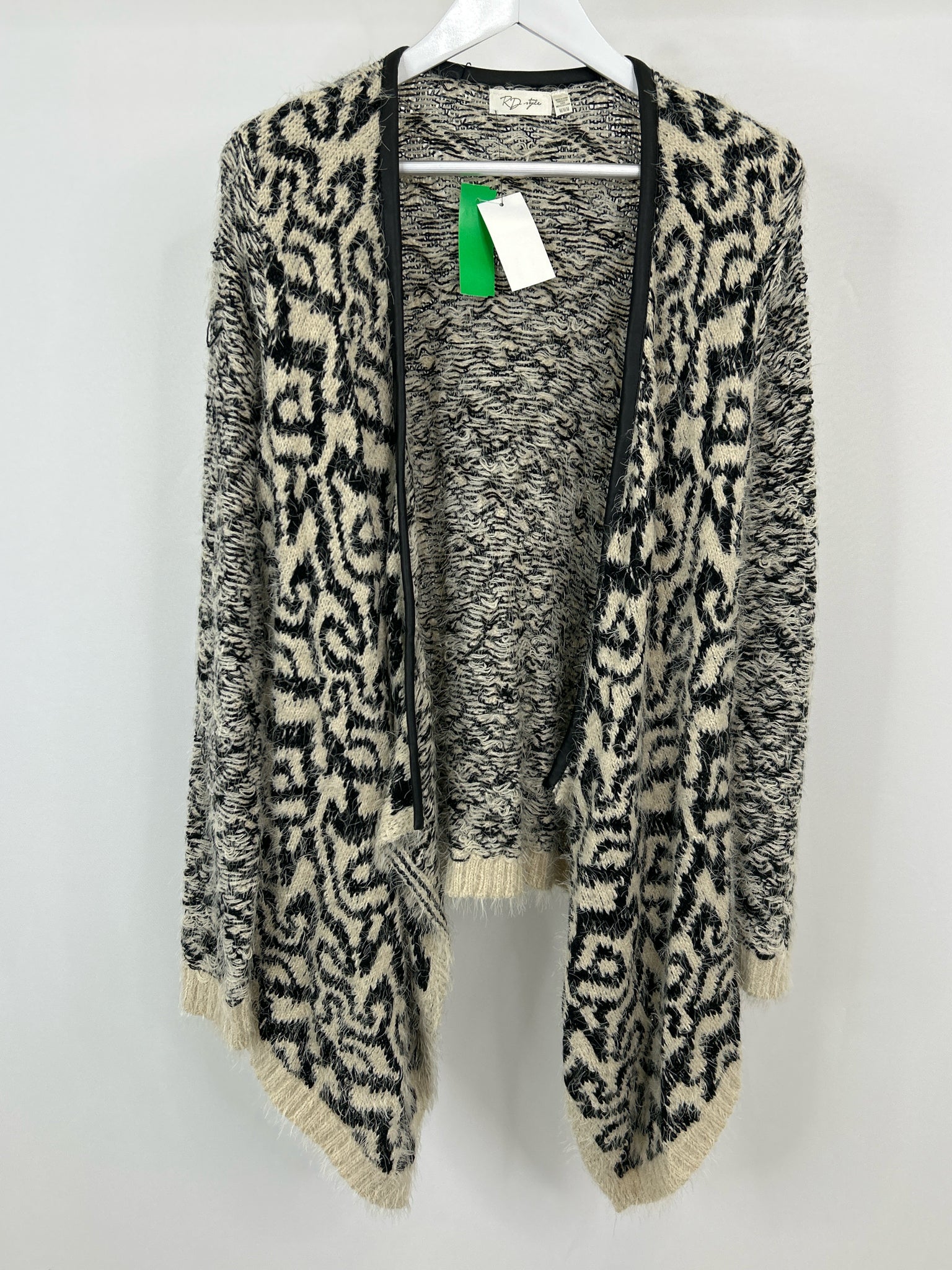RD STYLE Size M Black & Cream Women Cardigan