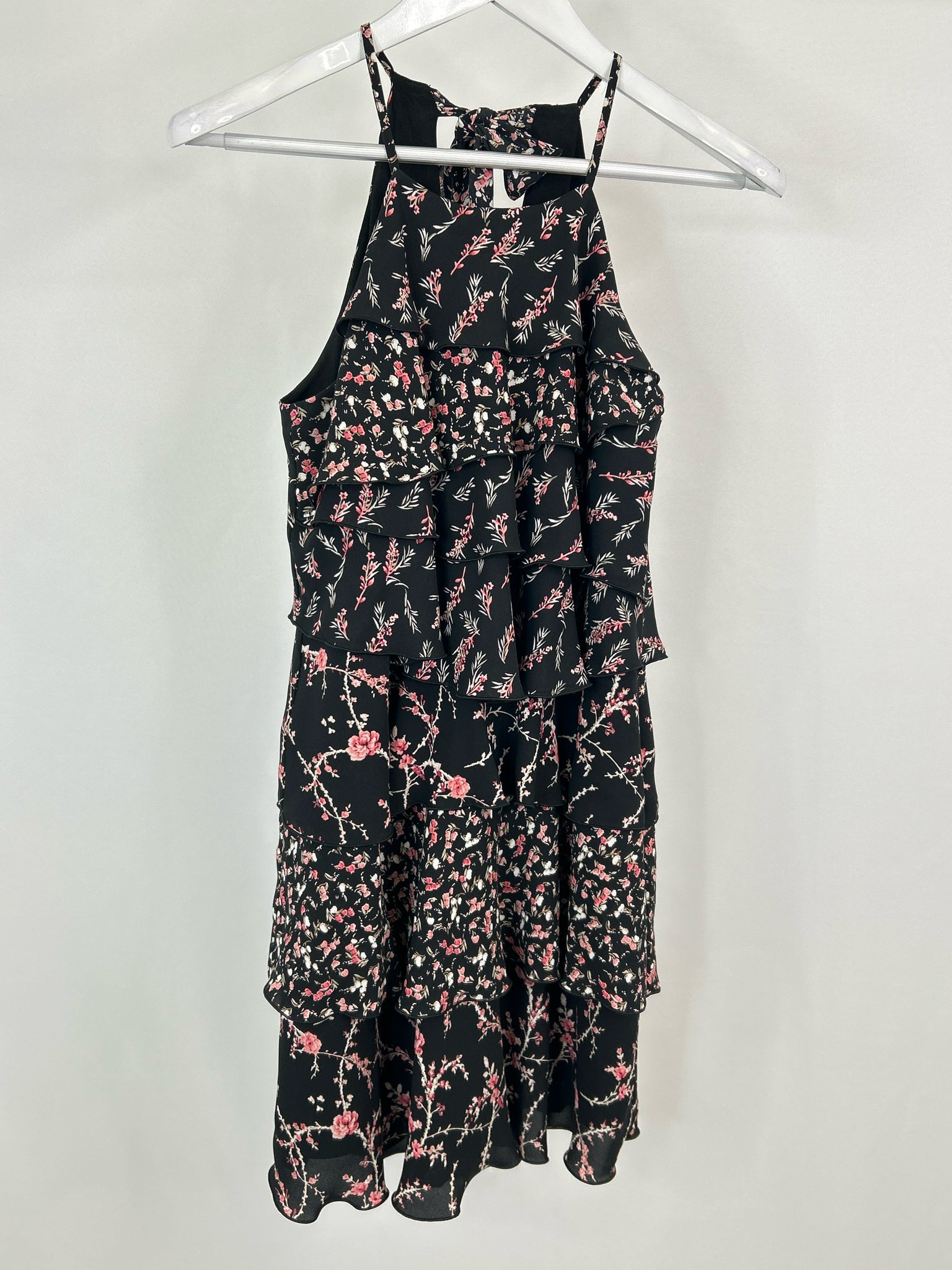 White House Black Market Size 4 Black Floral Women Dress