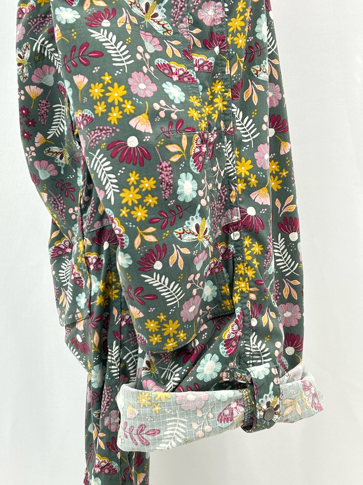 DULUTH TRADING COMPANY Size L Green Floral Women Overall