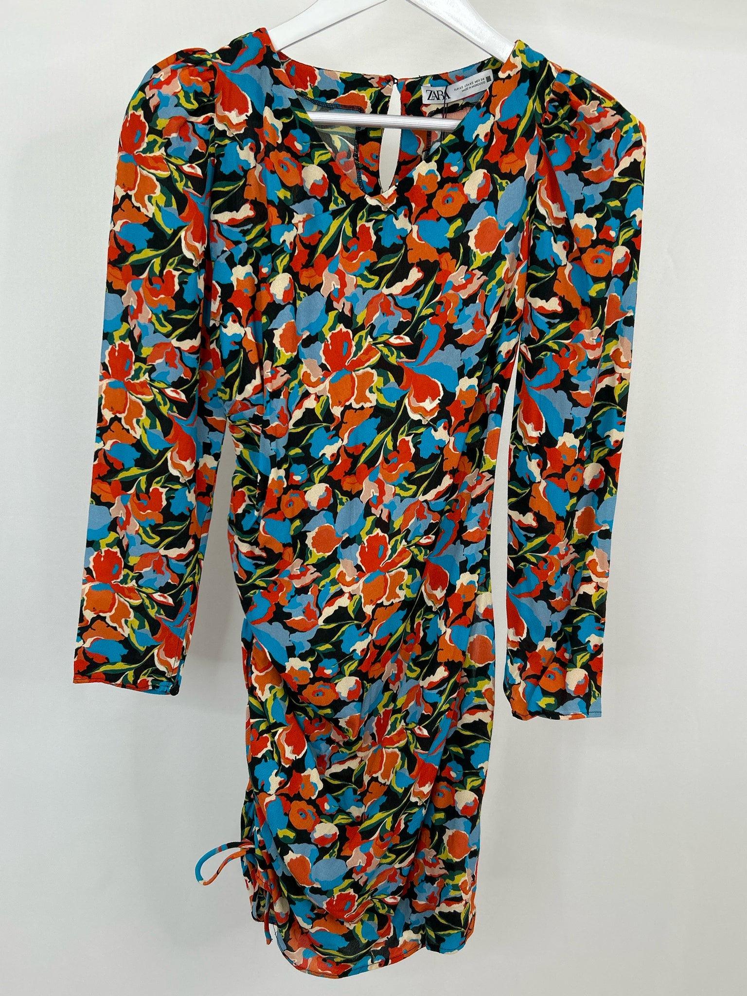 ZARA Size XS Orange Print Women Dress