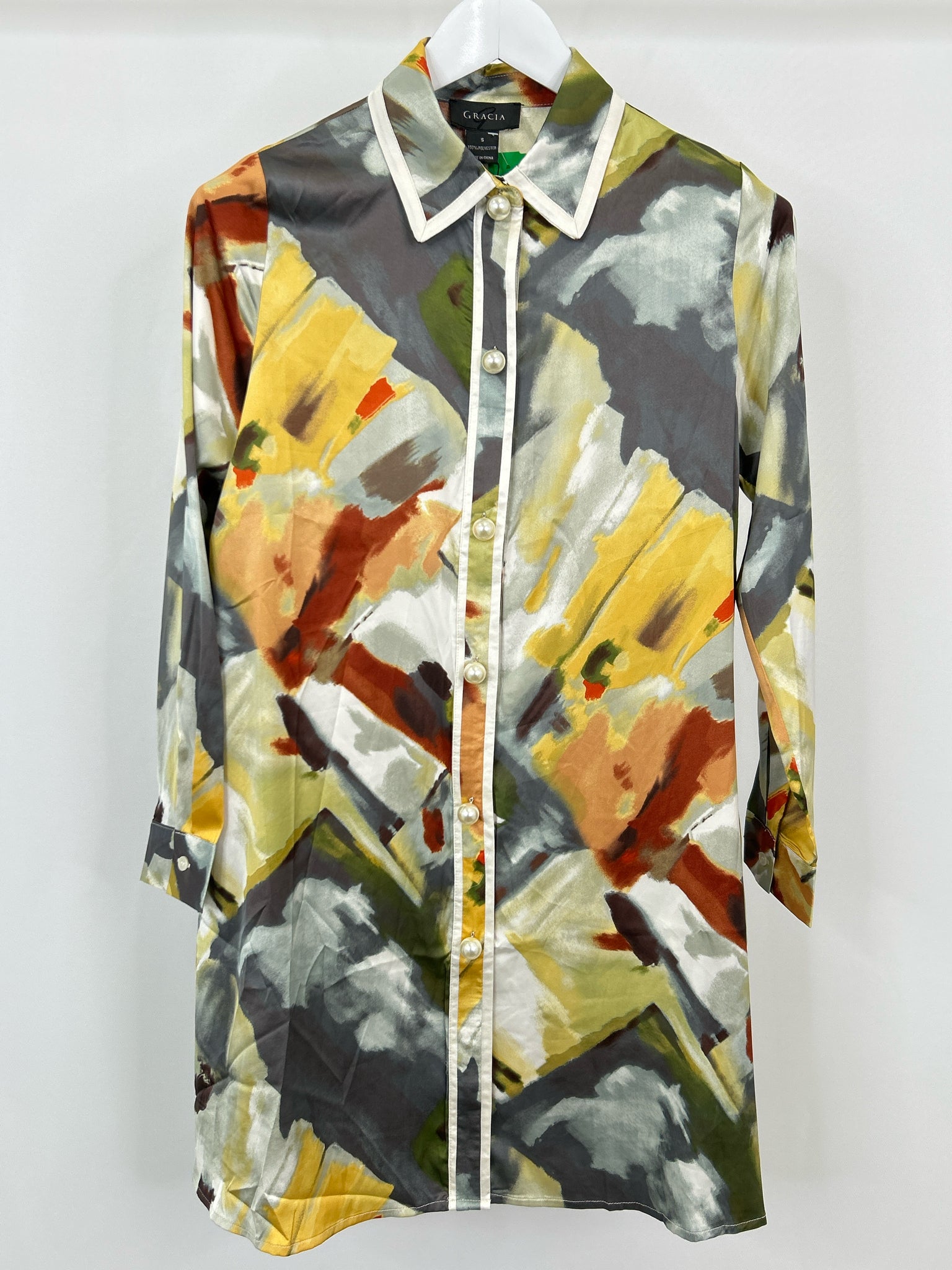 GRACIA Size S Gray print Women Dress NWT