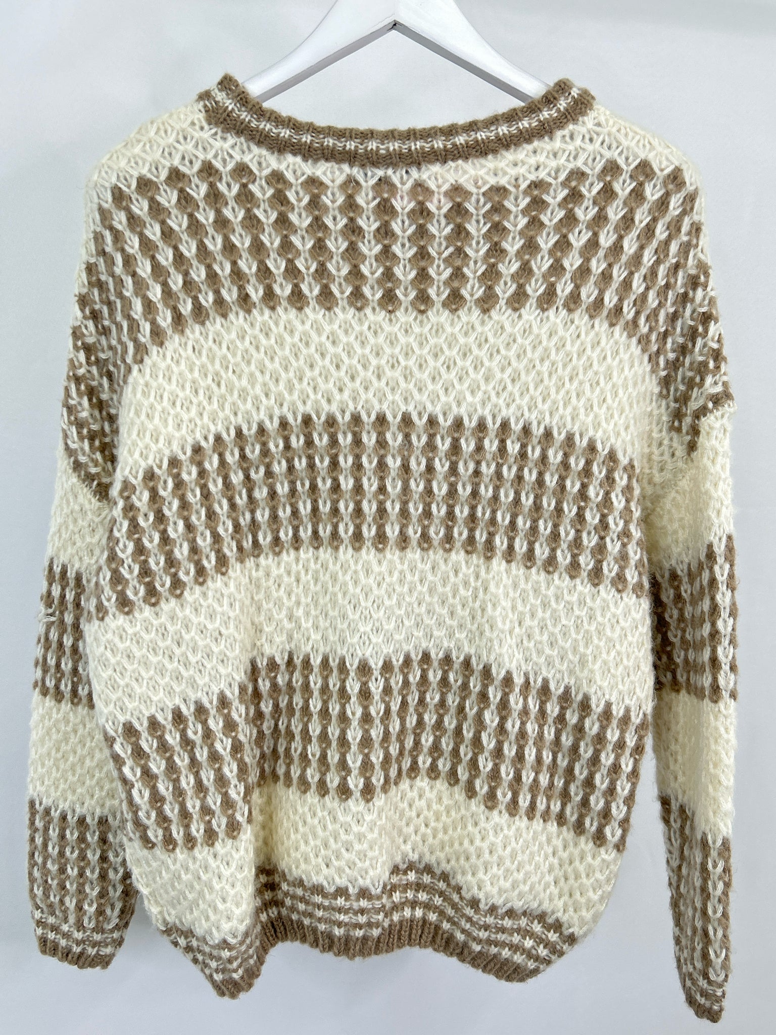 GREY BANDIT Size S White and Taupe Women Sweater