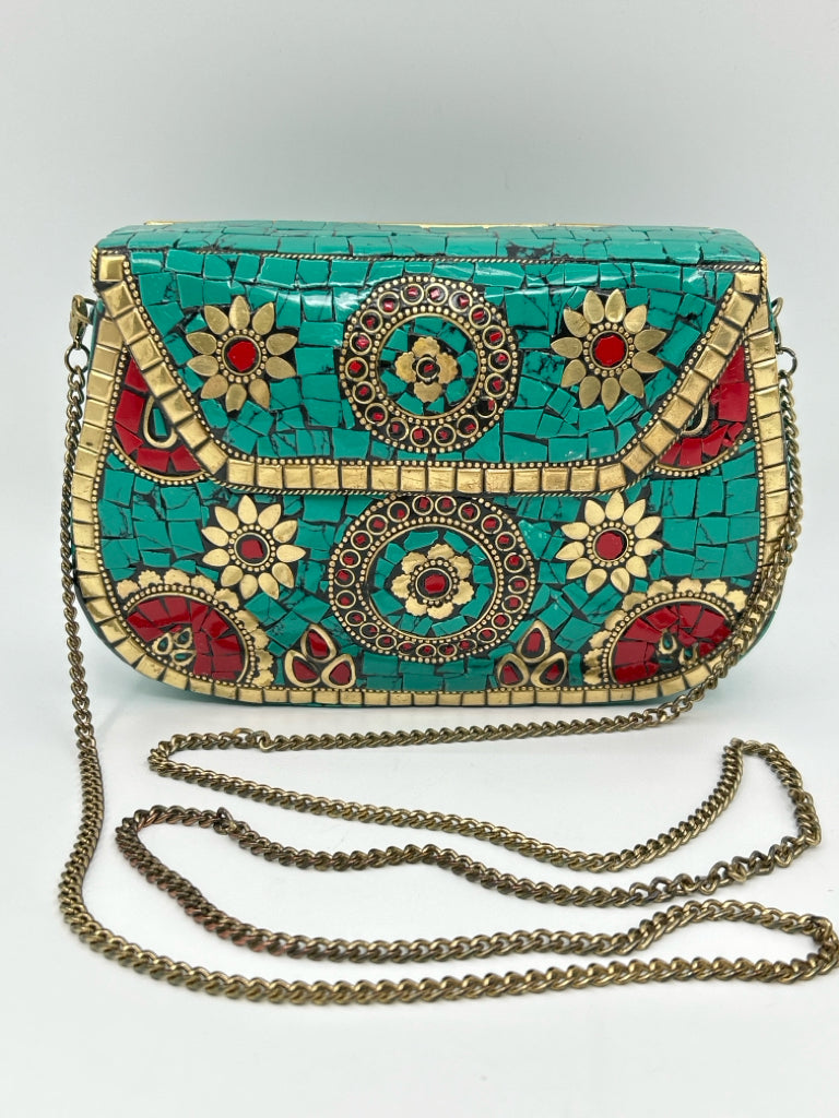 ANTIK KRAFT Teal and Red Women's Purse