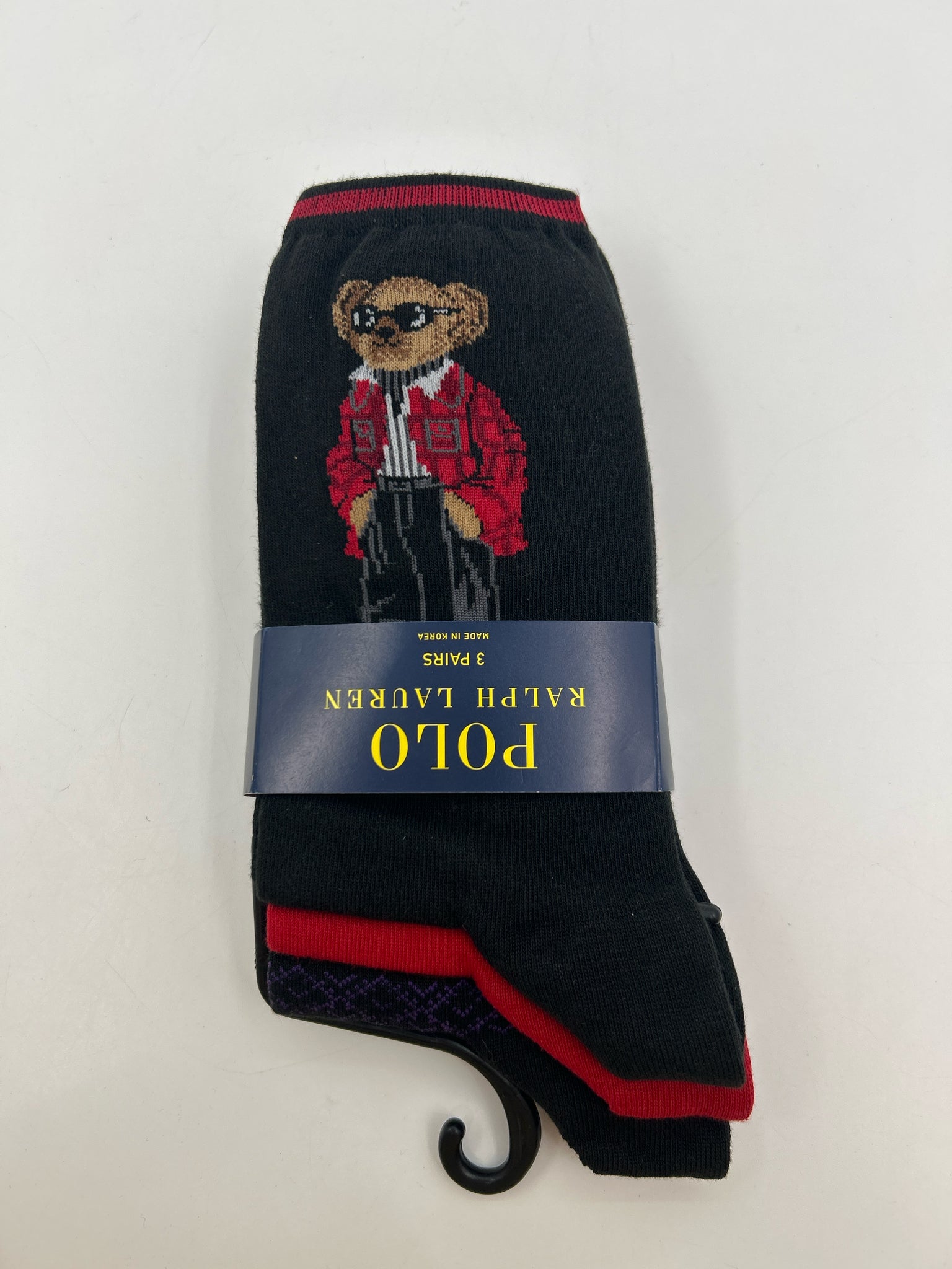 POLO Ralph Lauren Size 9-11 Red and Black Women Socks