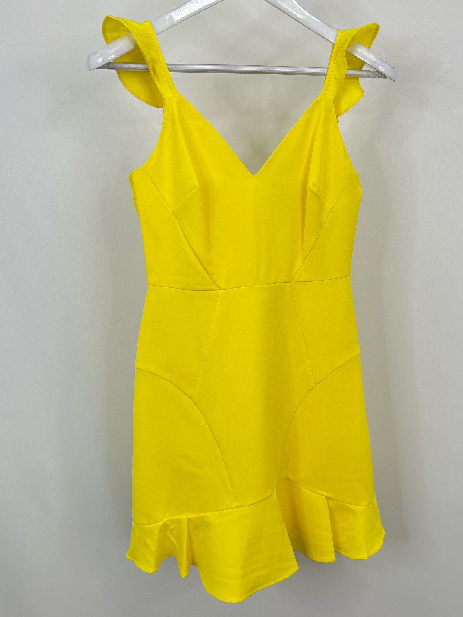 Aidan By Aidan Mattox Womens Ruffled Mini Cocktail Dress Yellow 4, Women's