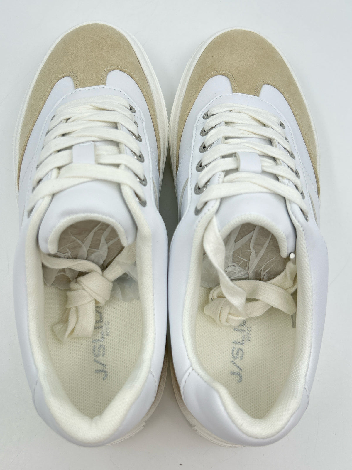 J/Slides Size 8M White and Sand Women Sneakers