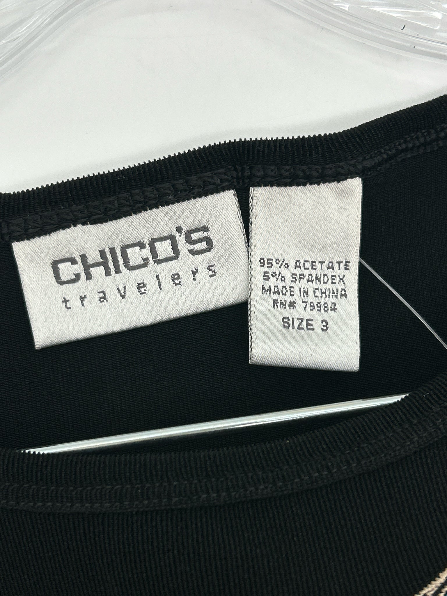 CHICO'S Size 16 Black Print Women 2-Piece w/pants