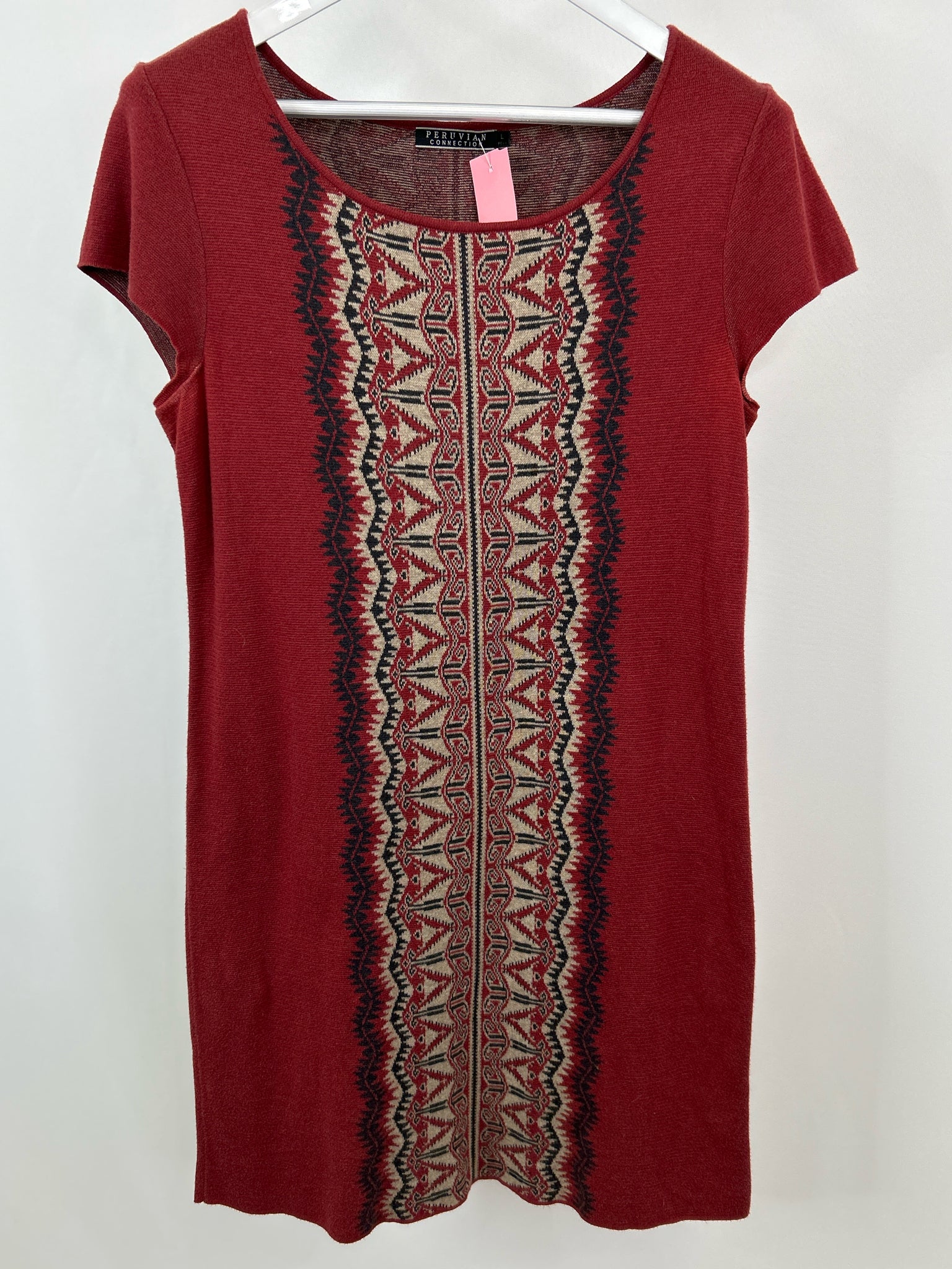 PERUVIAN COLLECTION Size L Red Print Women Dress