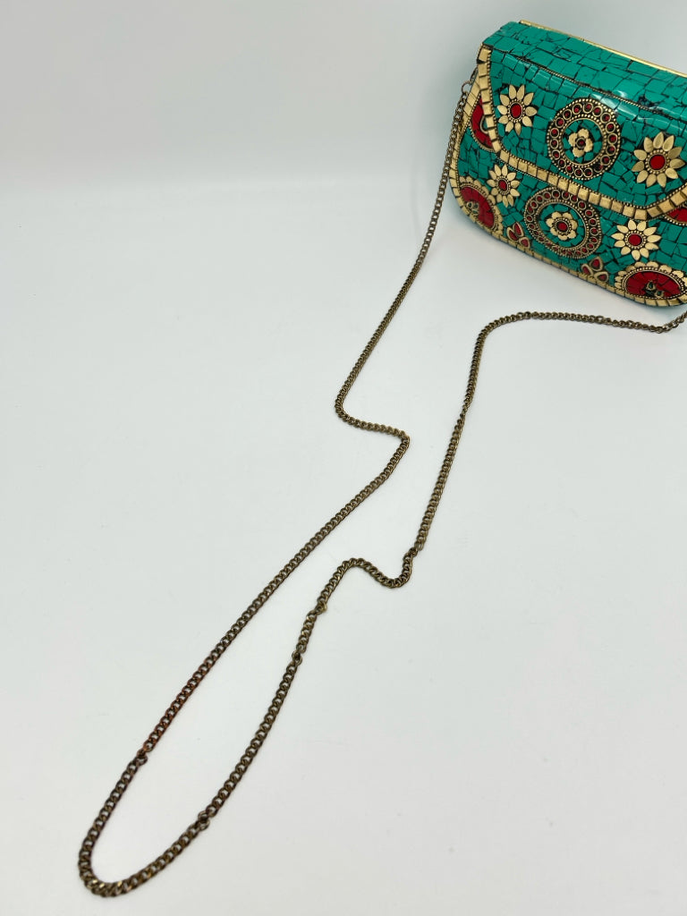 ANTIK KRAFT Teal and Red Women's Purse