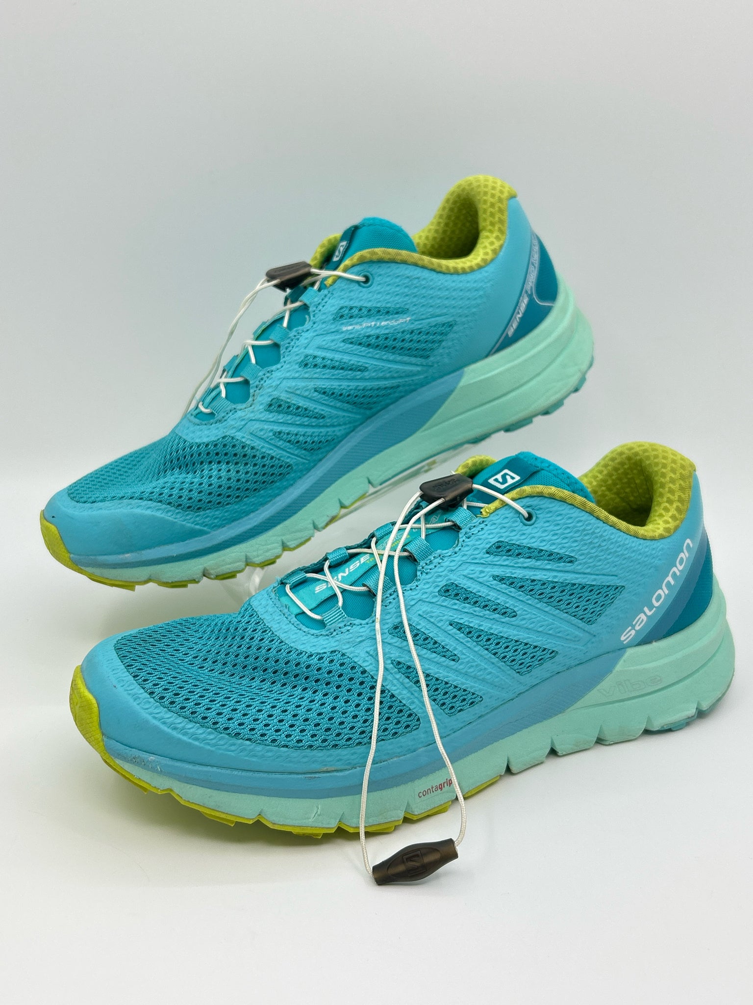 SALOMON Size 10.5 Teal and Yellow Women Sneakers