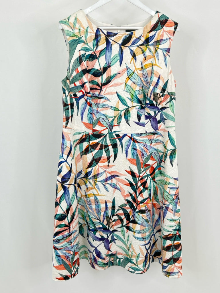 ADRIANNA PAPELL Size 14W TEAL AND WHITE Dress