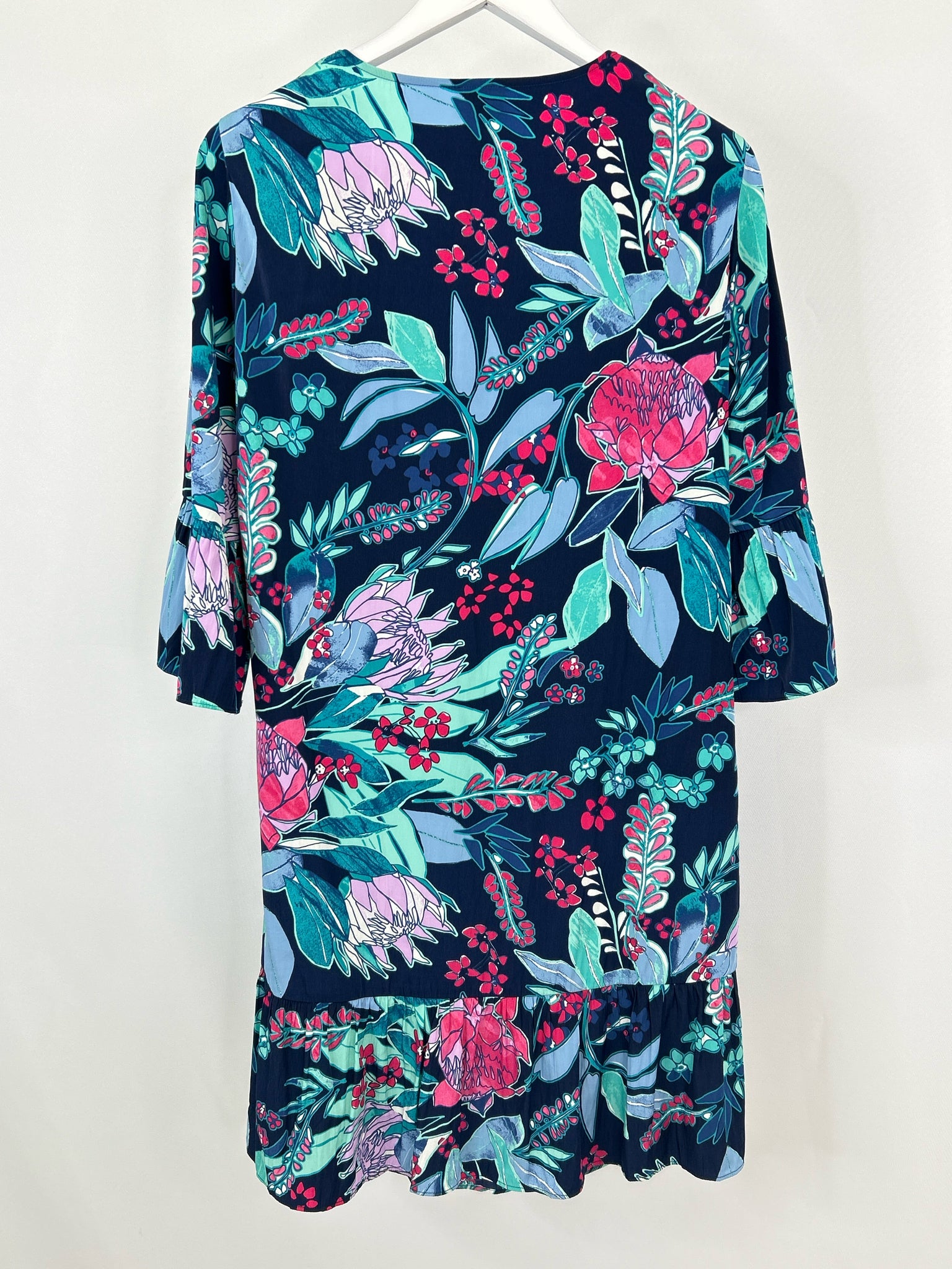 CHICO'S Size 12 Navy Print Women Dress