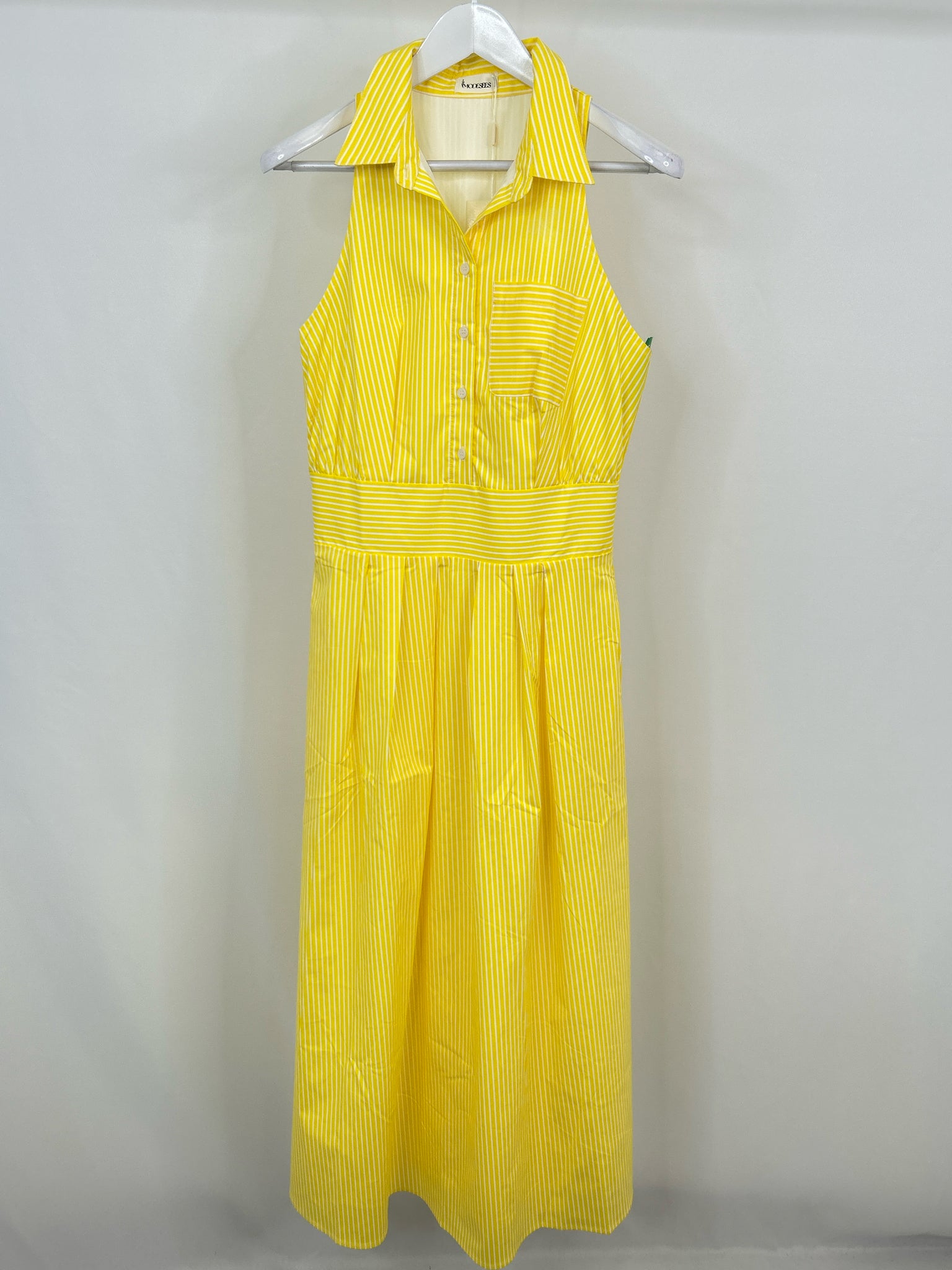 Modesees Size L Yellow and White Women Dress