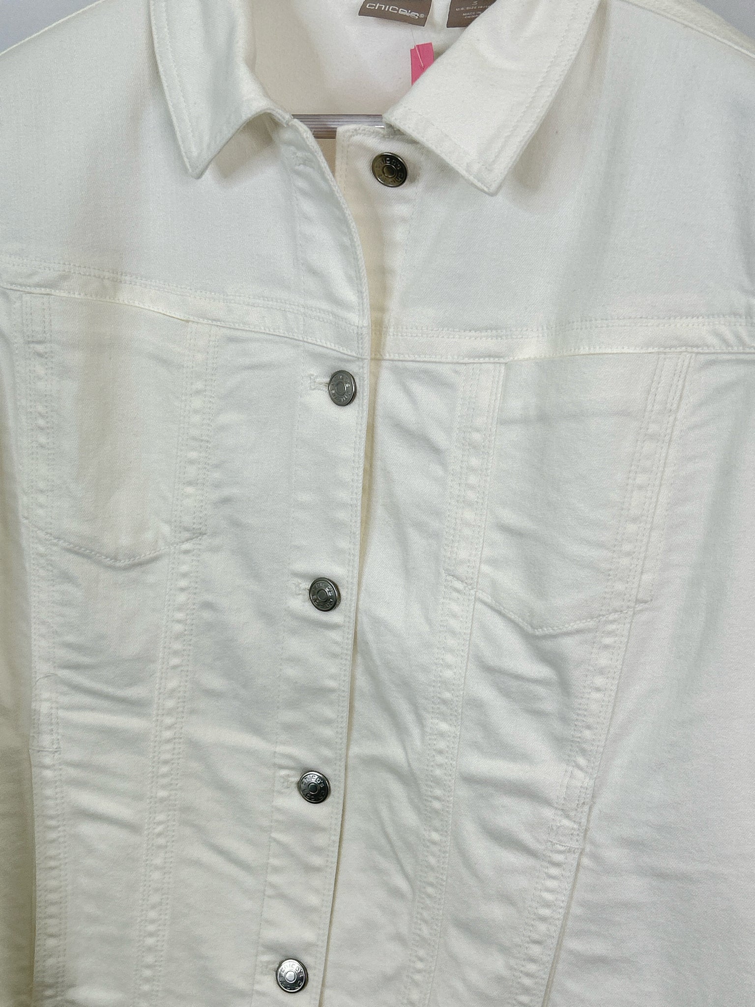 CHICO'S Size 16/18 white denim Women Jacket