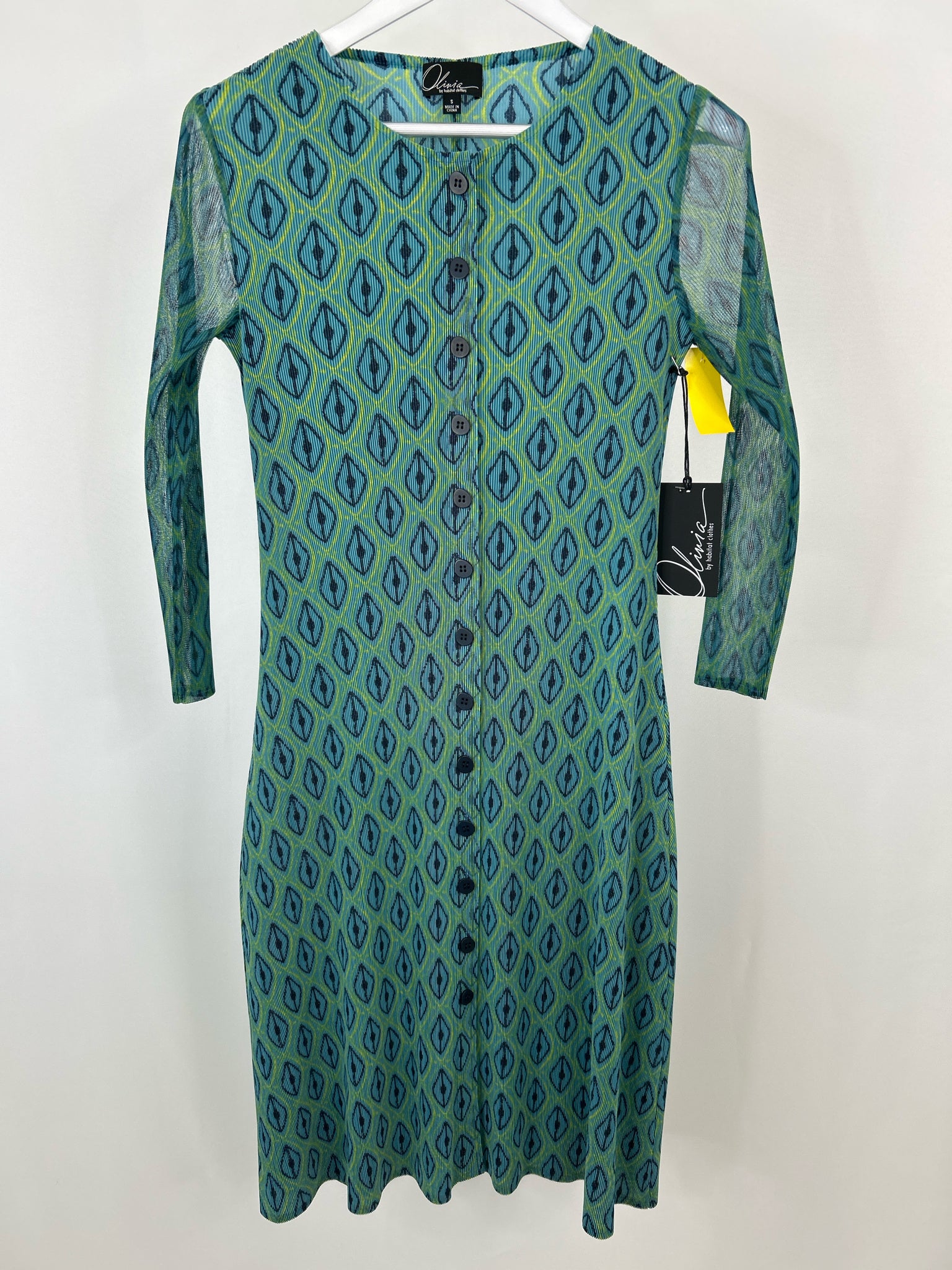 OLIVIA BY HABITAT CLOTHES Size S Teal Print Women Dress