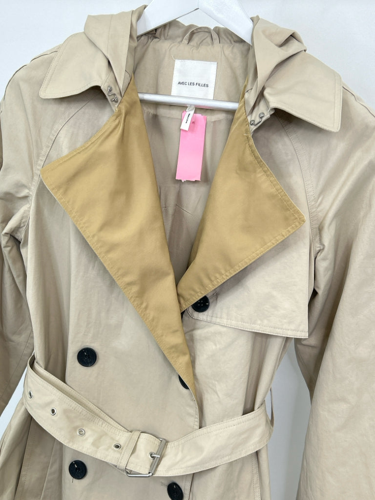 AVEC LES FILLES Women Size M Khaki Trench Coat