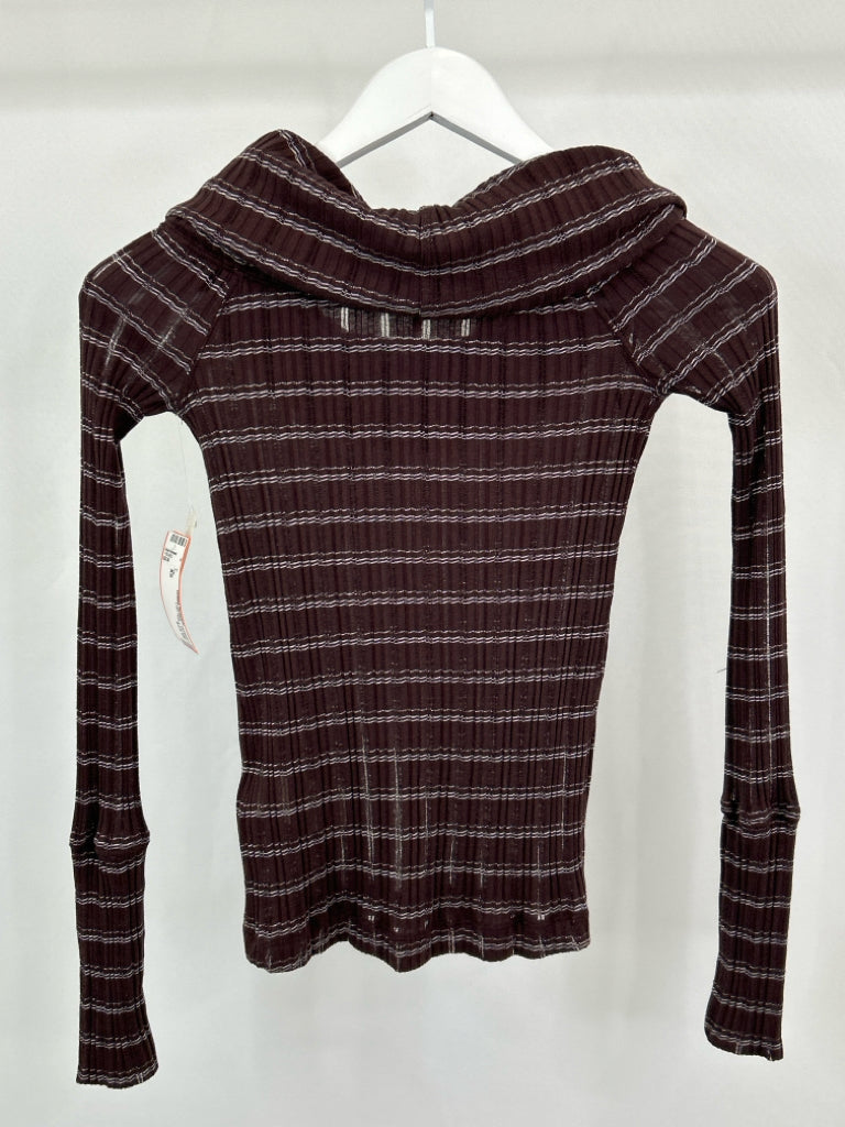 FREE PEOPLE Women Size XS Burgundy Striped Top NWT