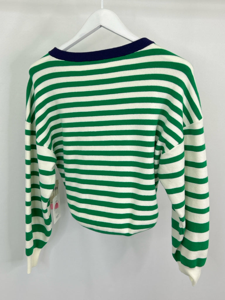 DAILY PRACTICE NWT Women Size XS Green Striped Sweater