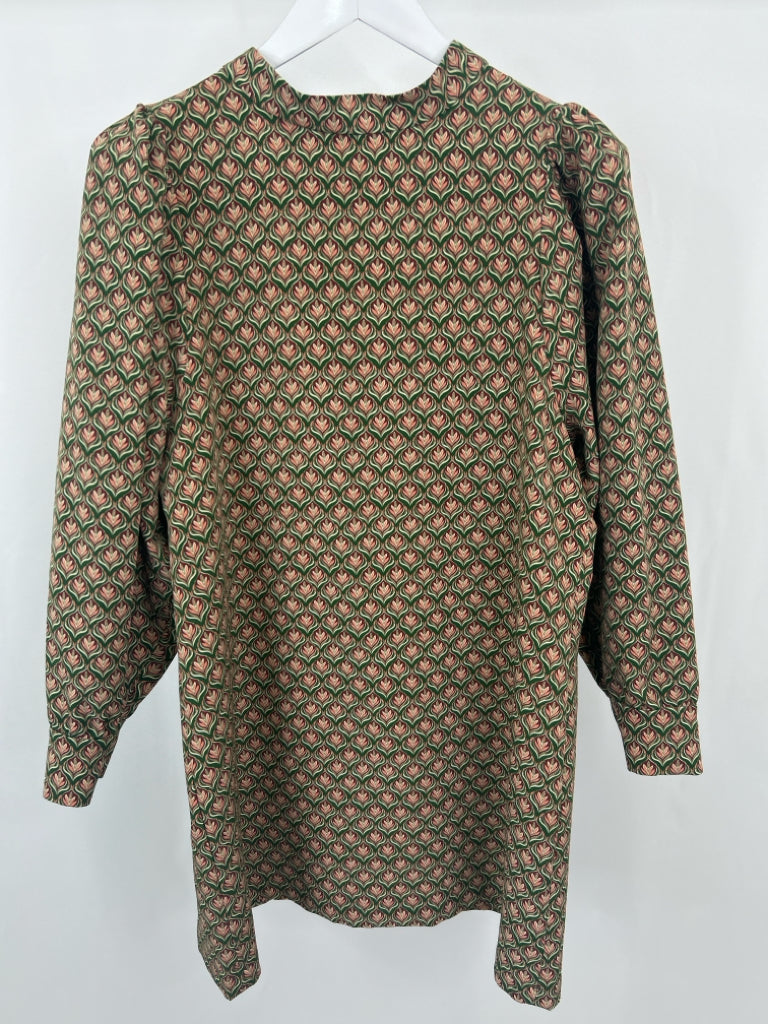 ZARA Size XL GREEN AND PINK Dress