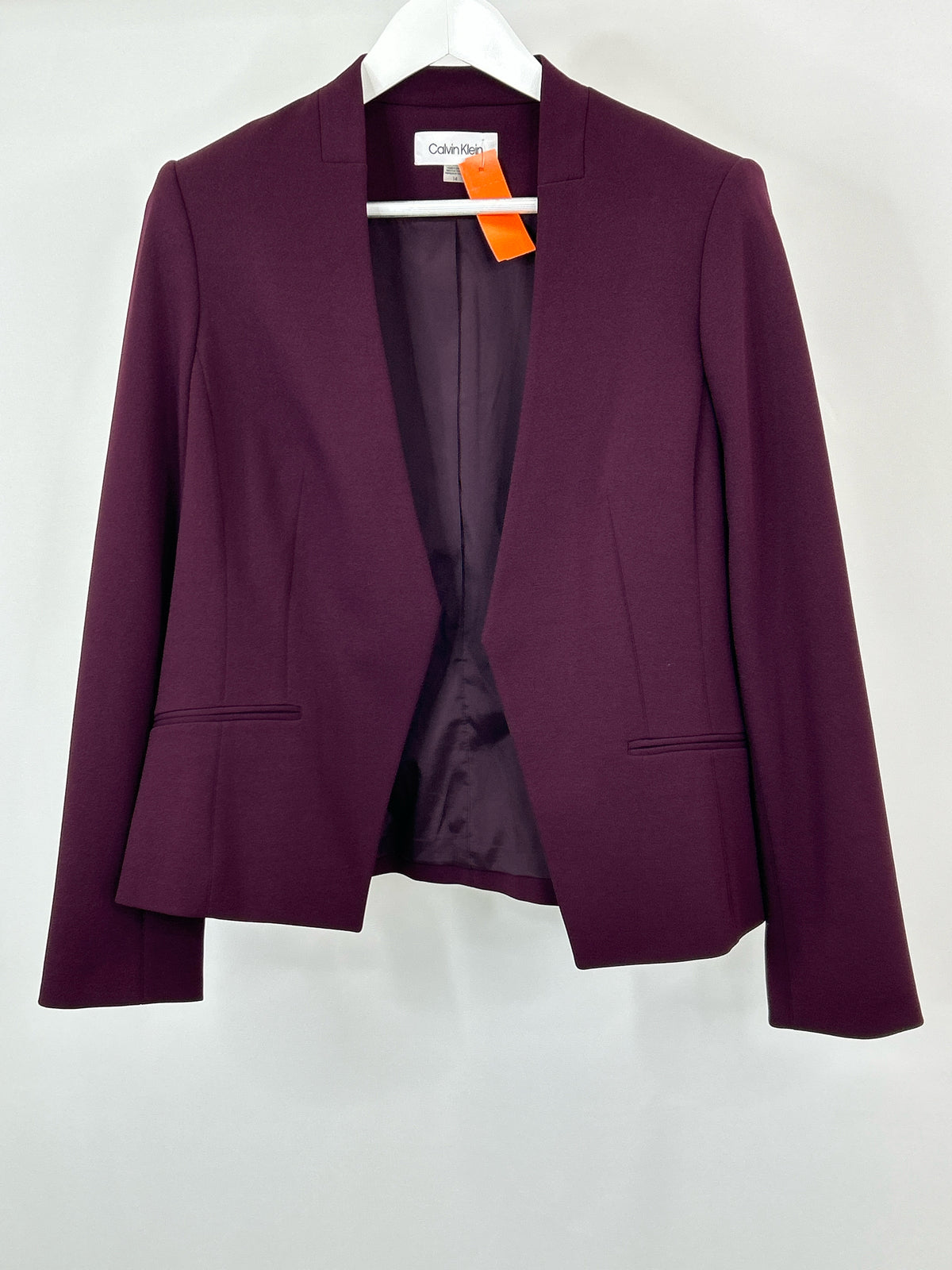 CALVIN KLEIN Size 14 Plum Women Blazer