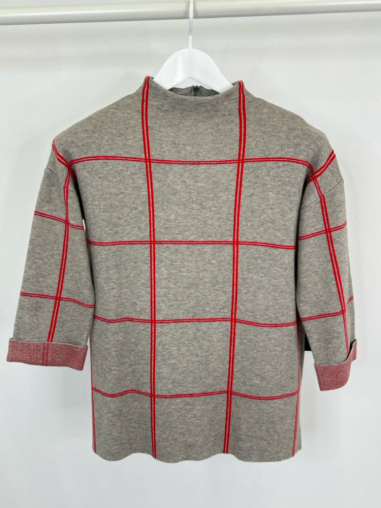 TAHARI Women Size S Beige Plaid Sweater