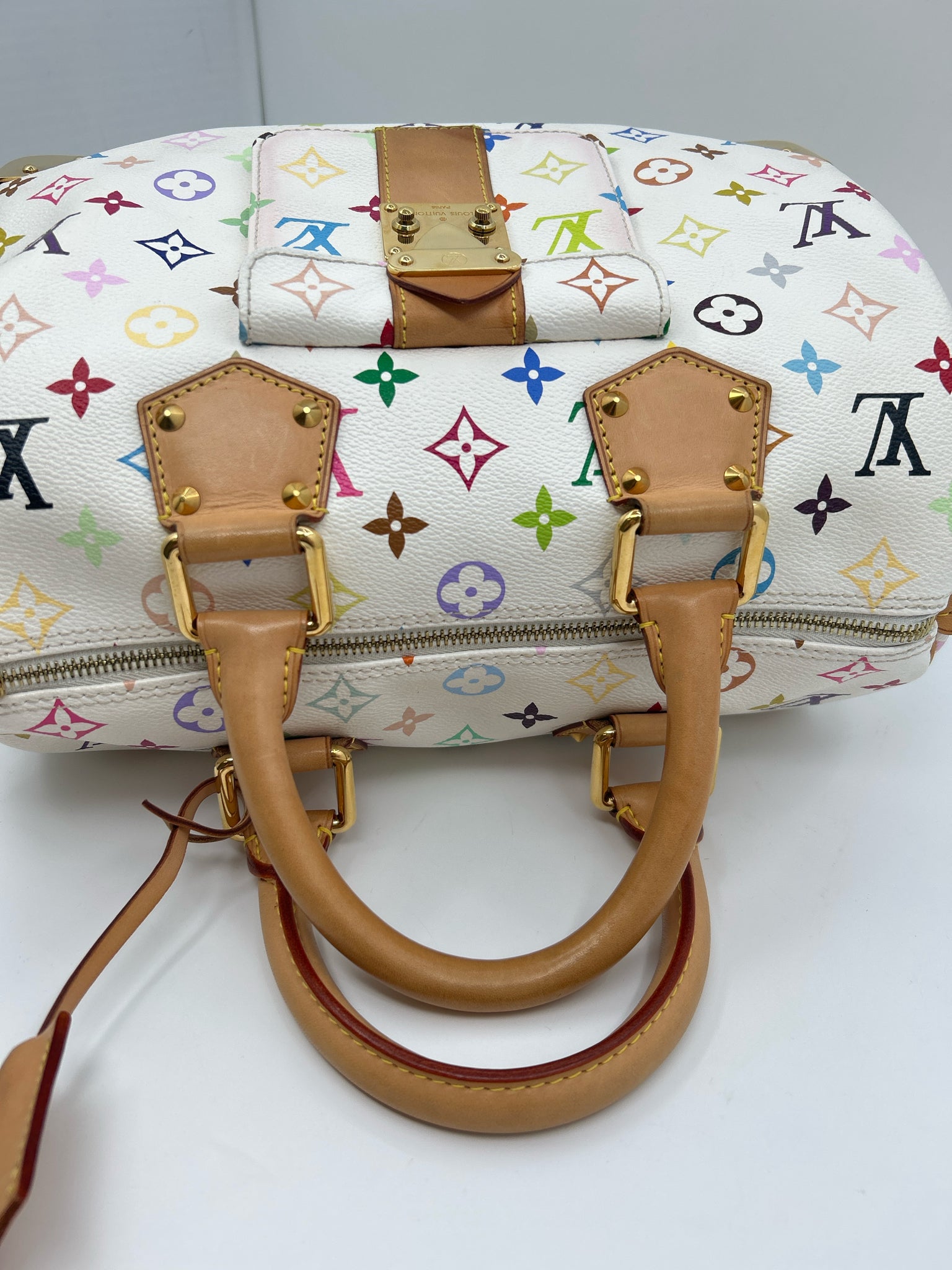 LOUIS VUITTON White Monogram Speedy Women Purse