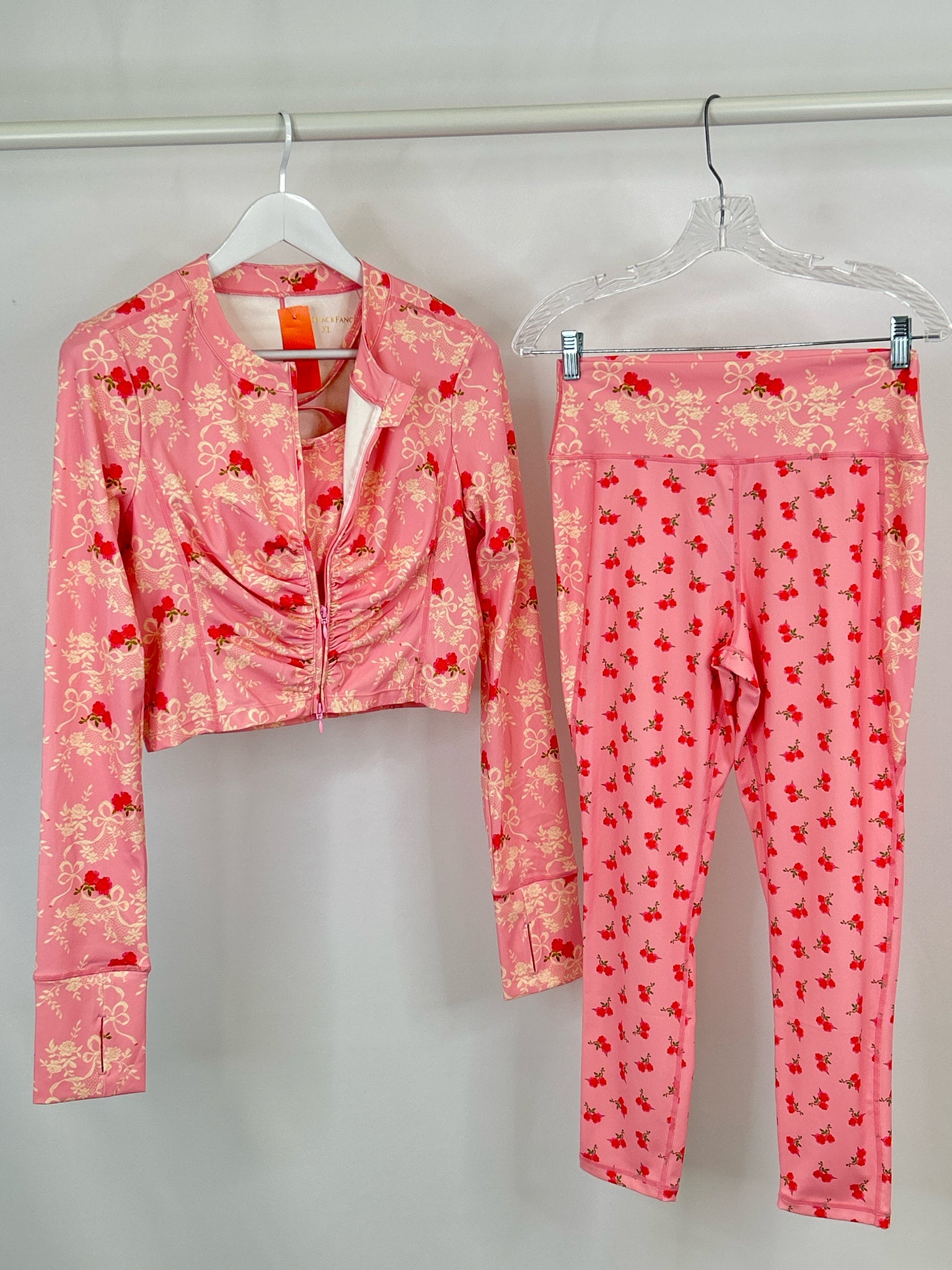 LOVE SHACK FANCY Size L/XL Pink Print Women 3-Piece w/pants