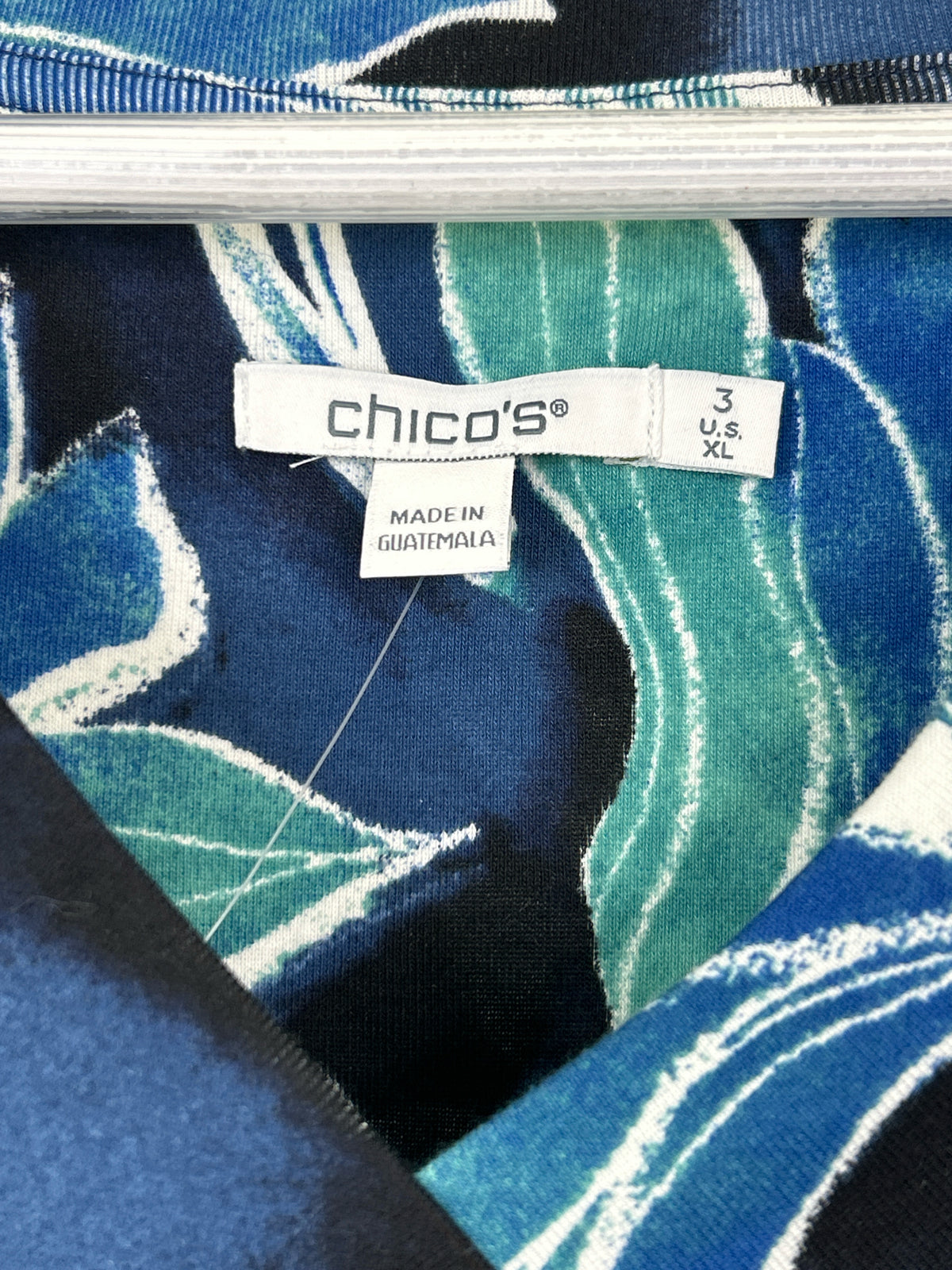 CHICO'S Size XL Blue Print Women Top