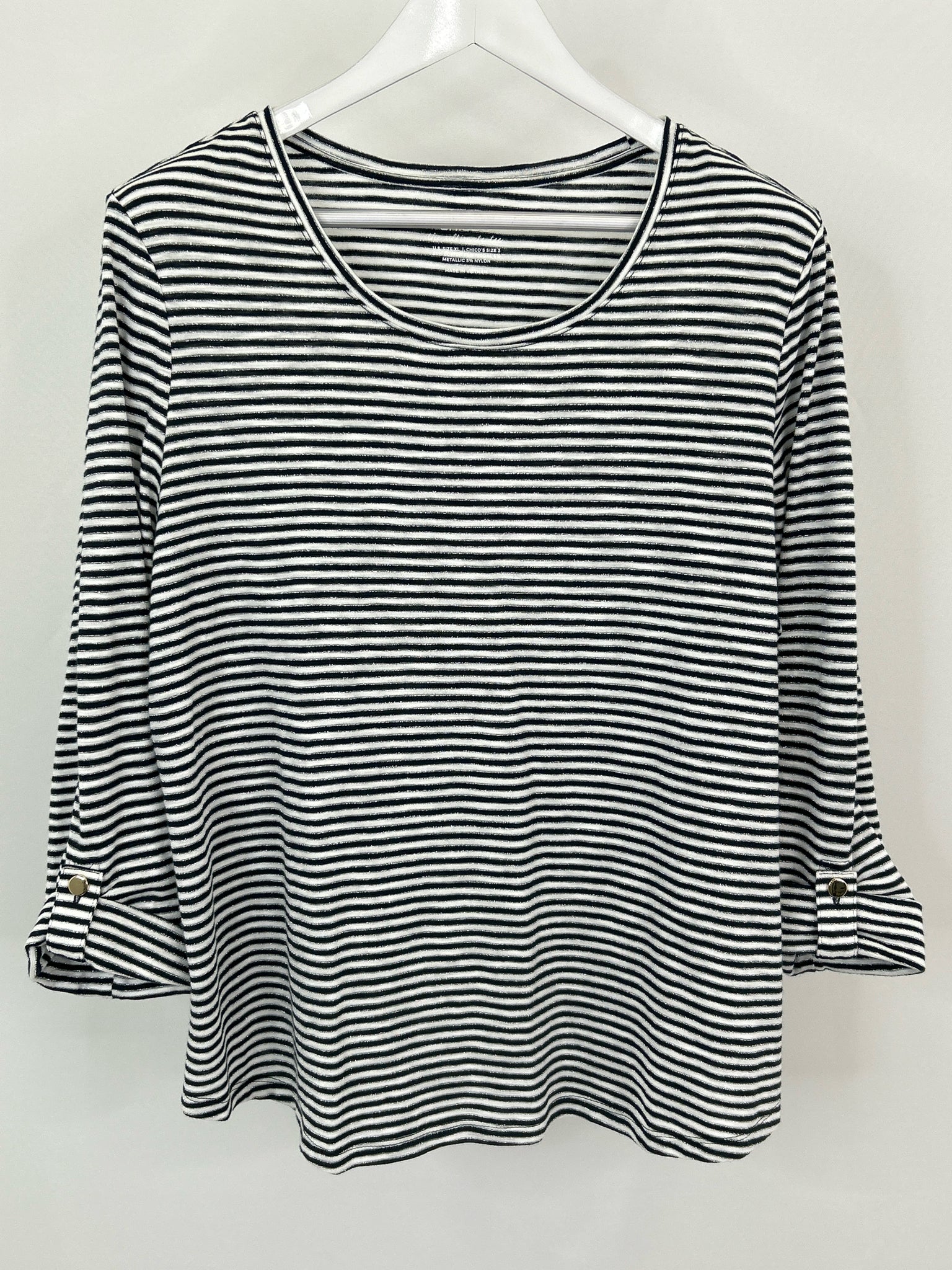 CHICO'S Size XL Navy and White Women Top NWT