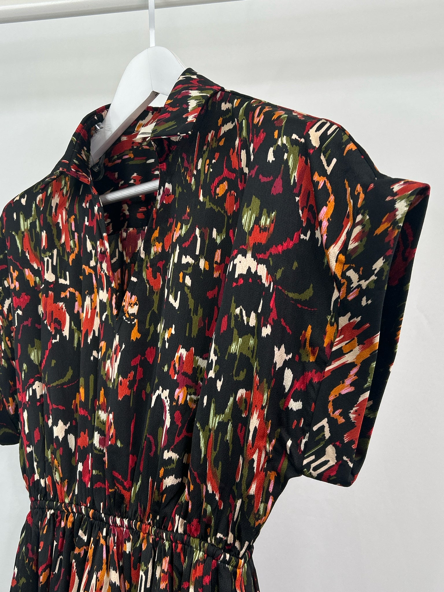 ENTRO Size S Black Print Women Dress