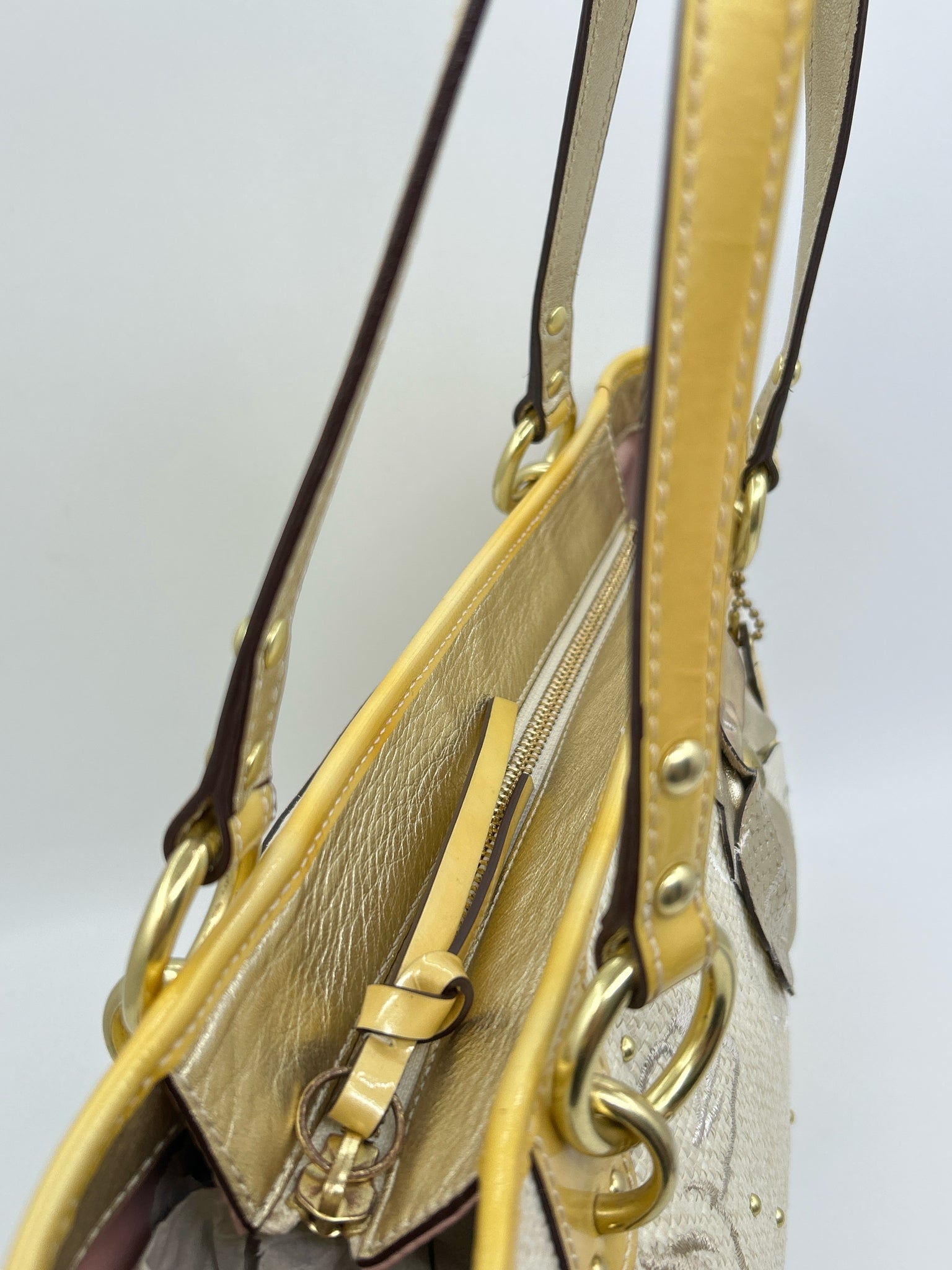 Coach CREAM AND YELLOW Women Tote