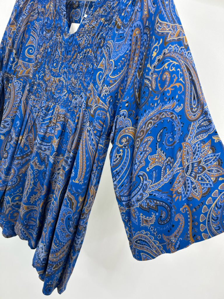 ETHYL Women Size M Blue Print Tunic