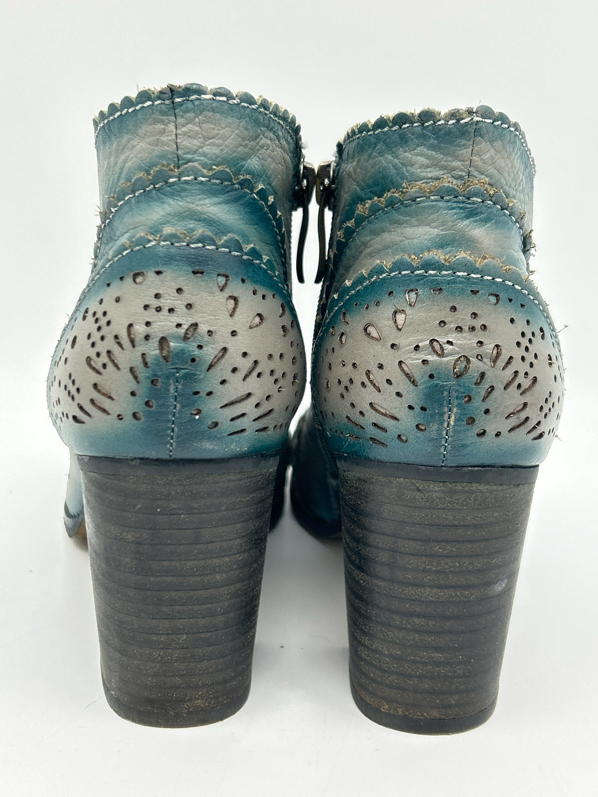 L'ARTISTE Size 37 Teal and Grey Women Booties
