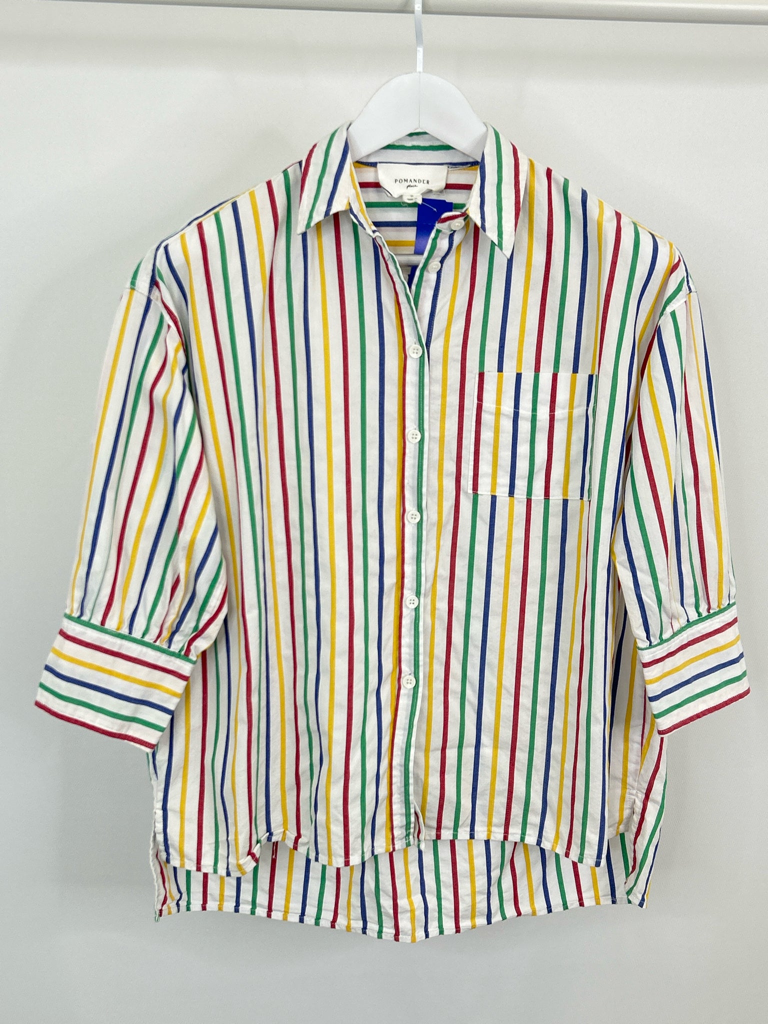 POMANDER PLACE Size S White Striped Women Shirt